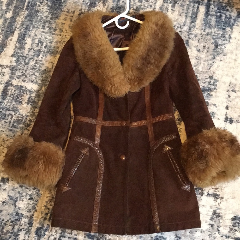 Vintage suede and shearling Penny Lane almost famous hippie bohemian coat